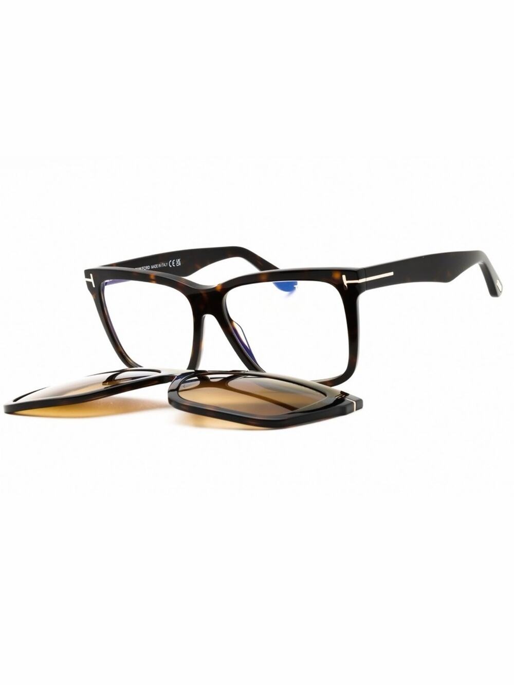 New Tom Ford FT6069-B 052 Tortoiseshell Magnetic Clip-On Square Glasses
